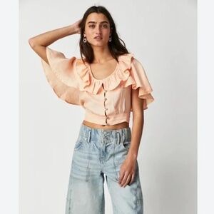 Free People Sweet Times Linen Top Medium